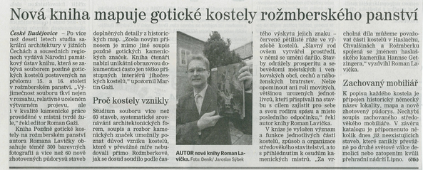 Českobudějovický deník - 9. prosince 2013 - nová kniha Mgr. Romana Lavičky, občana a zastupitele K.Újezda
